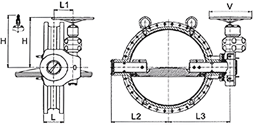 Desenho técnico Válvula Borboleta