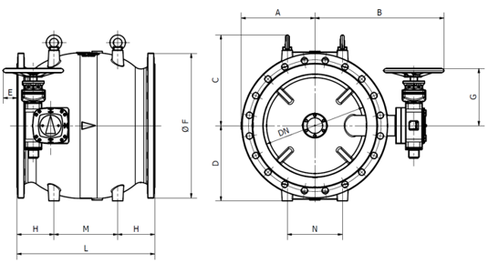 Desenho técnico Válvula de Fluxo Anular Manual
