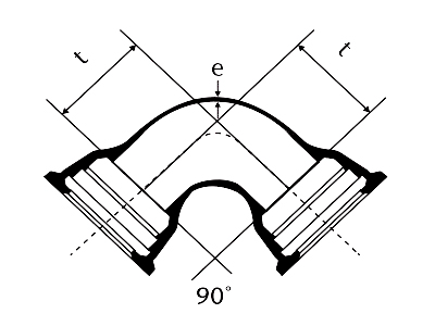 Desenho técnico Curva 90° com Bolsas JGS