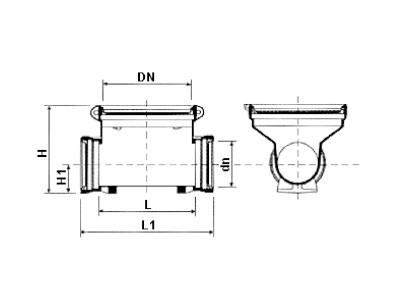 Desenho técnico Tê de limpeza DN400