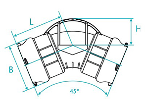 Desenho técnico Curva de 45 com bolsas para tubos PVC PBA