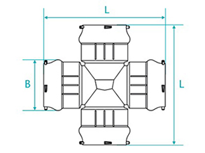 Desenho técnico Cruzeta com bolsas para tubos PVC PBA