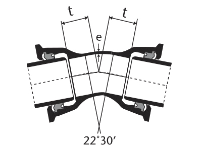 Desenho técnico Curva de 22 com Bolsas JTI